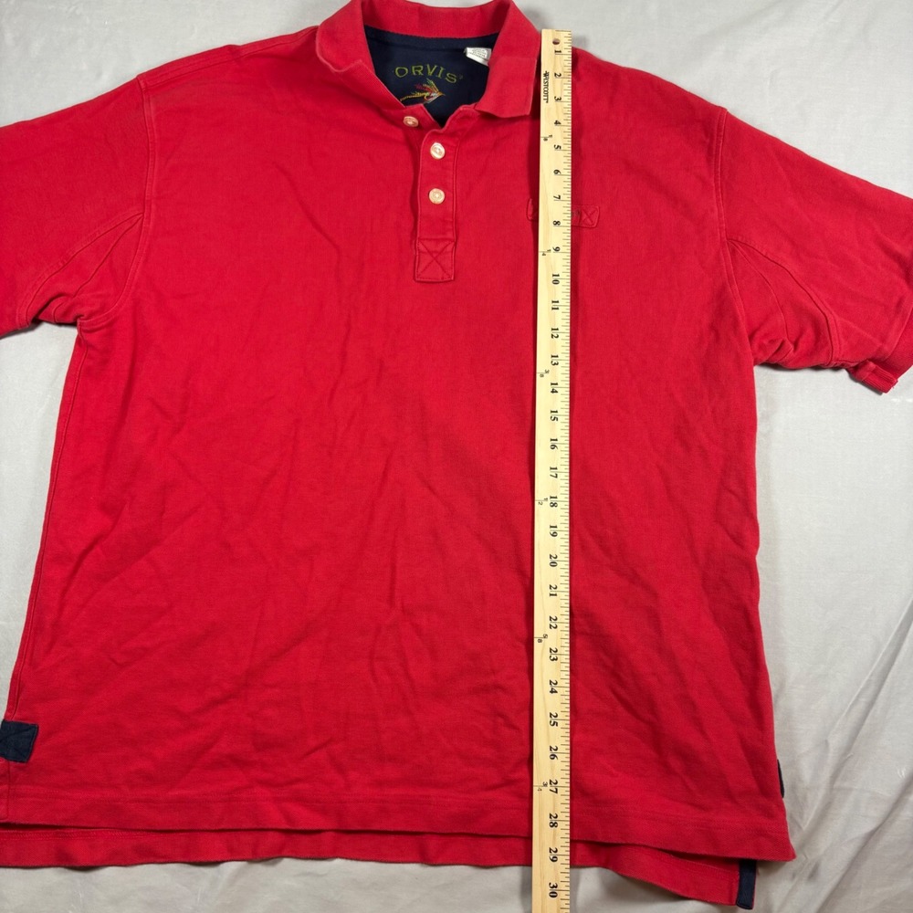 Vintage Orvis Polo Shirt Mens XL Red Cotton Pique Fishing Outdoors Mauritius - Picture 5 of 9